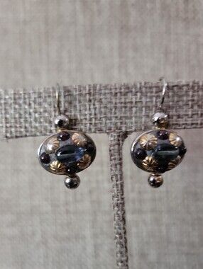 Michael Golan Gold-Accented Silver Drop Earrings with Blue and Purple Gemstones
